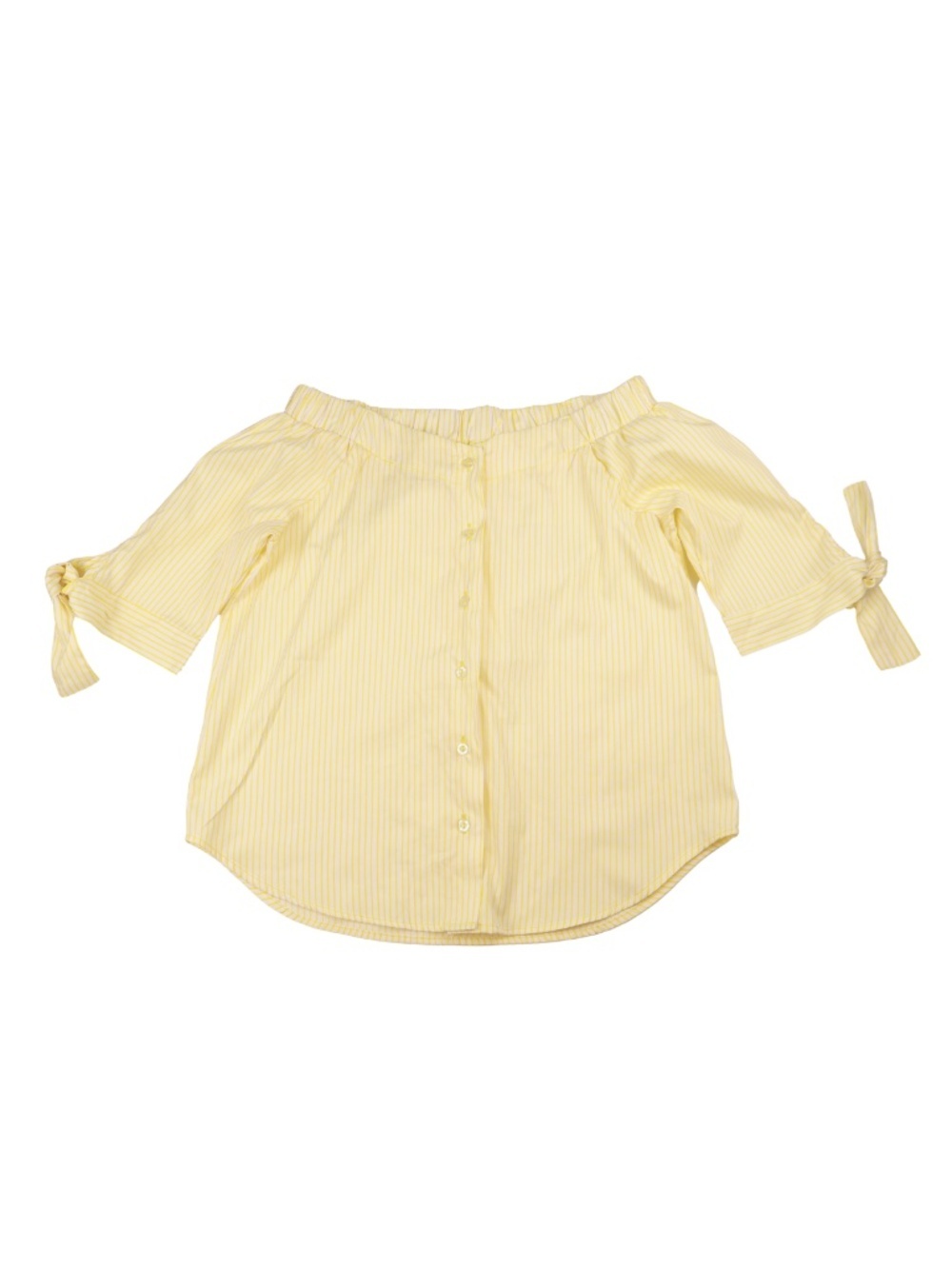 Haute Project Yellow Stripe Tie Sleeve Blouse Small
